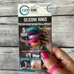 Multiple Colored Silicone Rings 5 Pack Set Size Medium